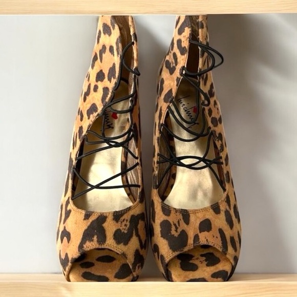 Fierce Leopard Print Peep-Toe Stilettos - Picture 2 of 6
